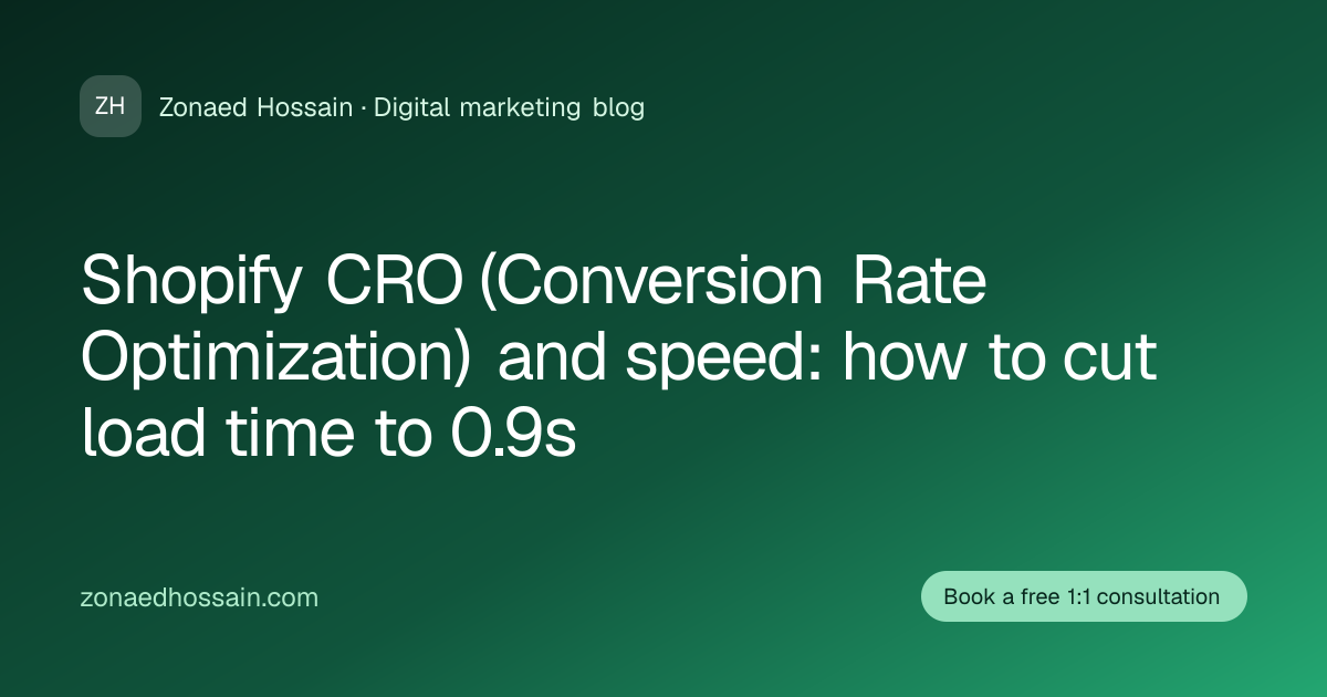 Banner for Shopify CRO and speed: how to cut load time to 0.9s